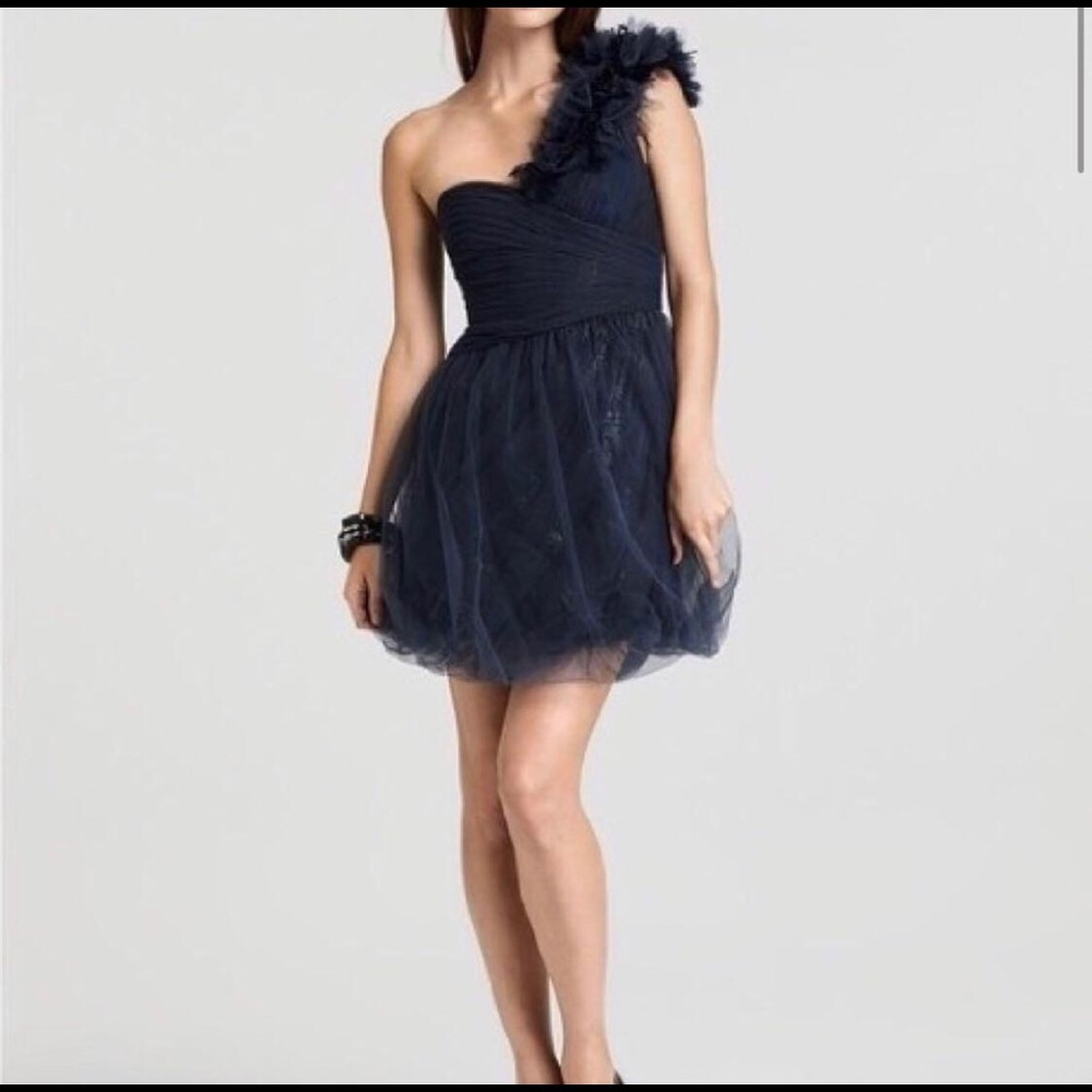 BCBG One Shoulder Navy Dress